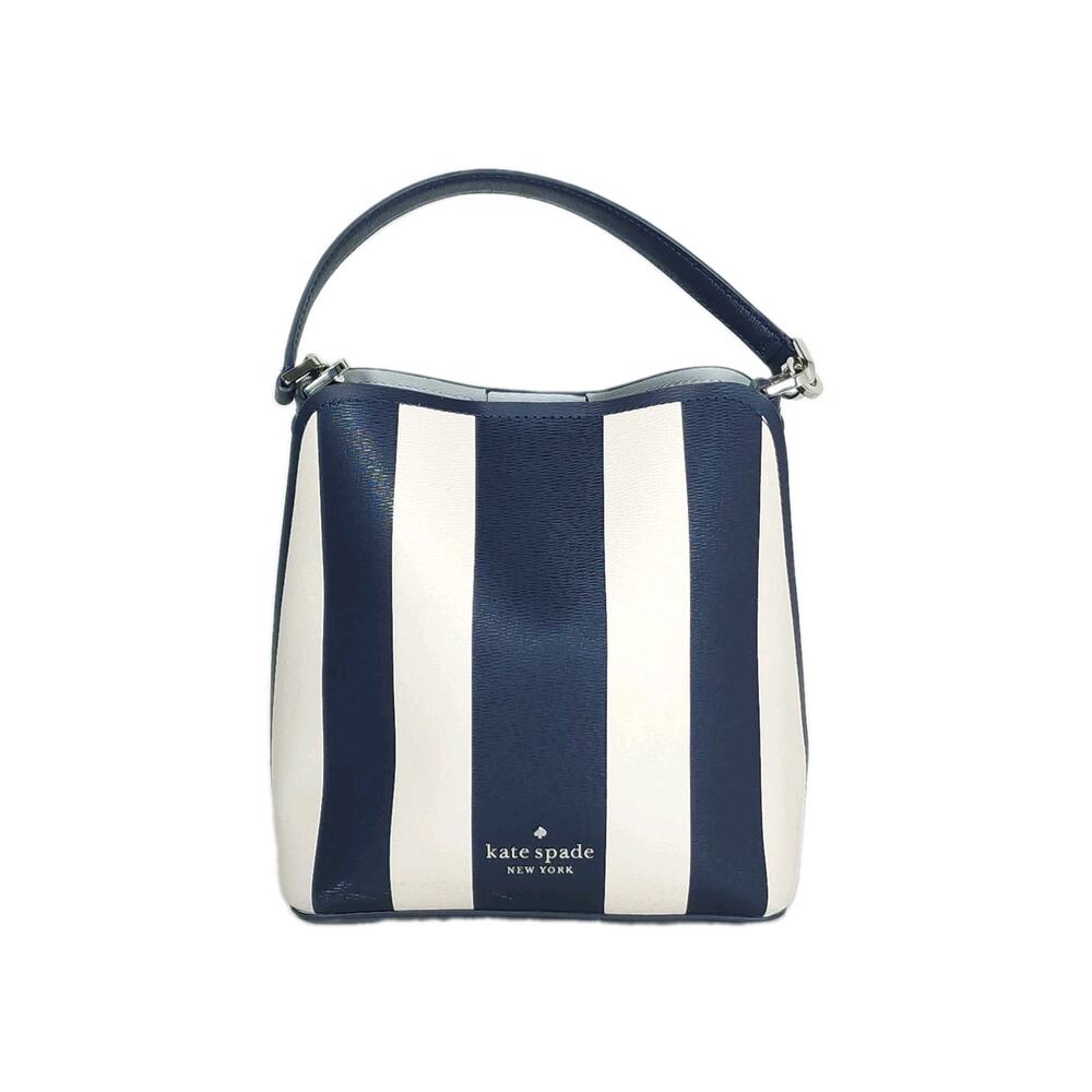 Kate Spade New York Darcy Pond Stripe Navy Blue Small Bucket Bag Handbag